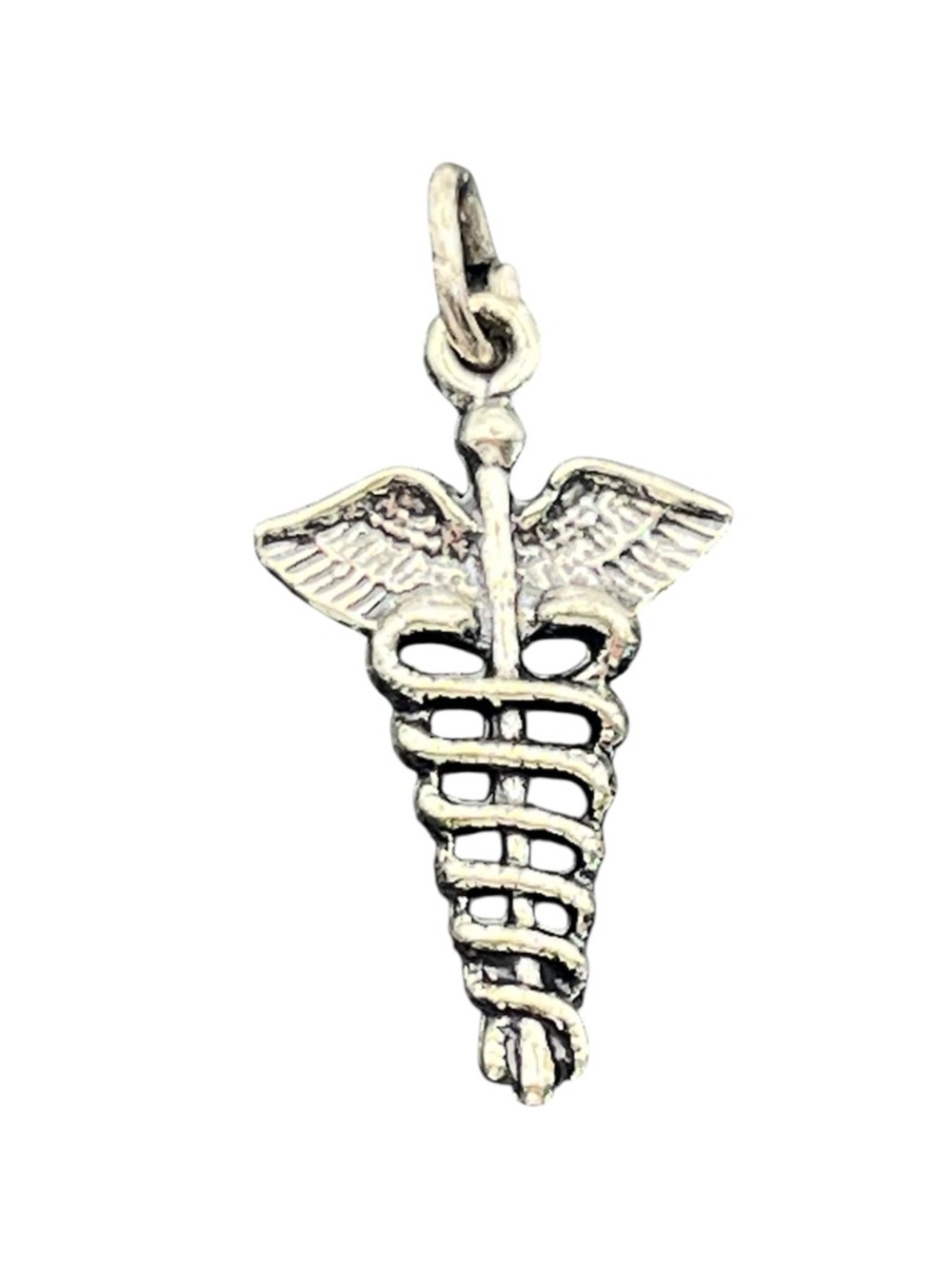 Caduceus Medical Charm sterling silver pendant for necklace vintage